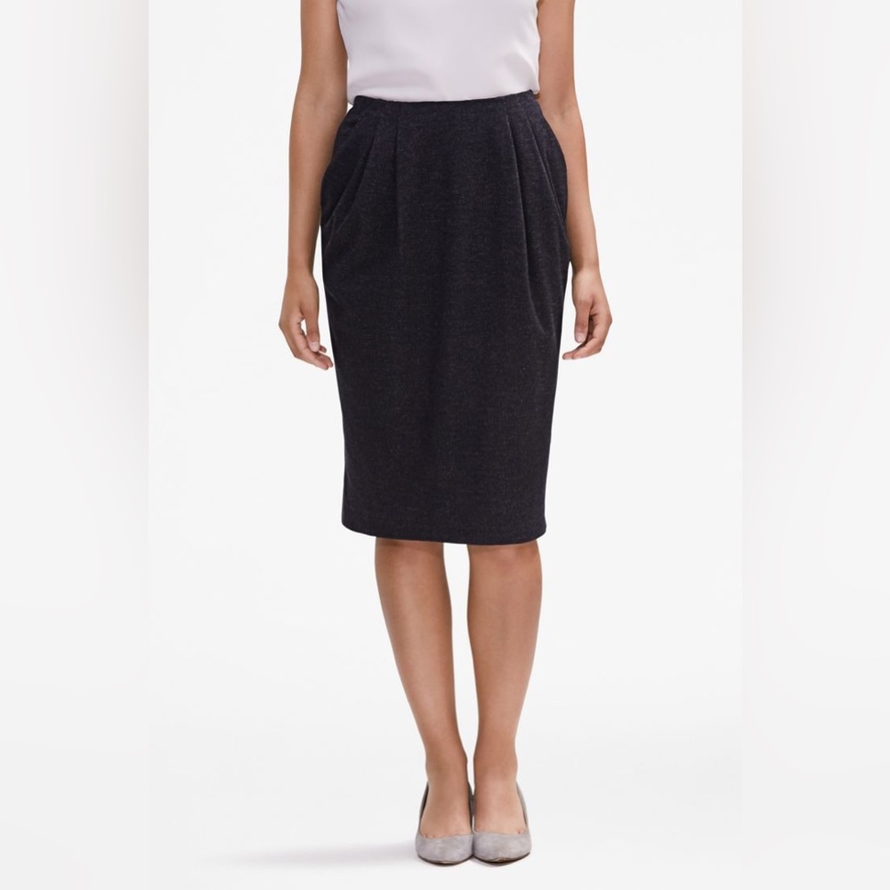 NWT MM LaFleur Williamsburg Skirt Navy Wool Stripe 8